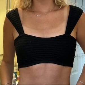Wild Fable Black Ribbed Crop Tank Top